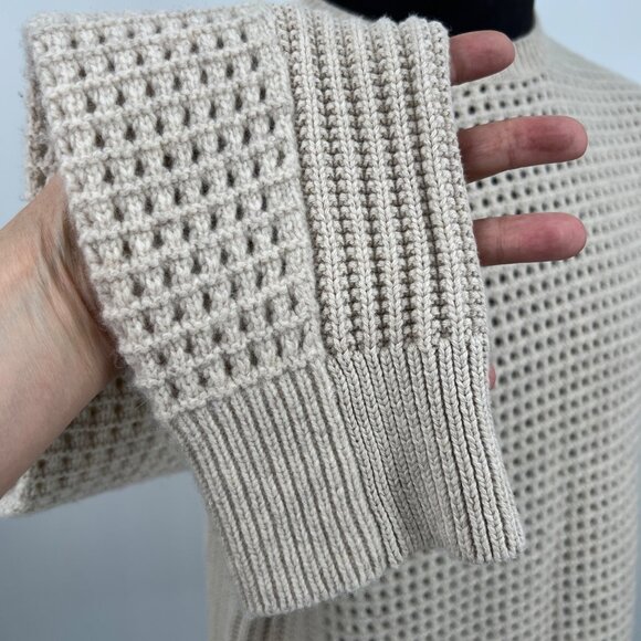 AllSaints Iden Crew Oversized Wool Sweater Eyelet Creamy White Size L‎ - Picture 4 of 12